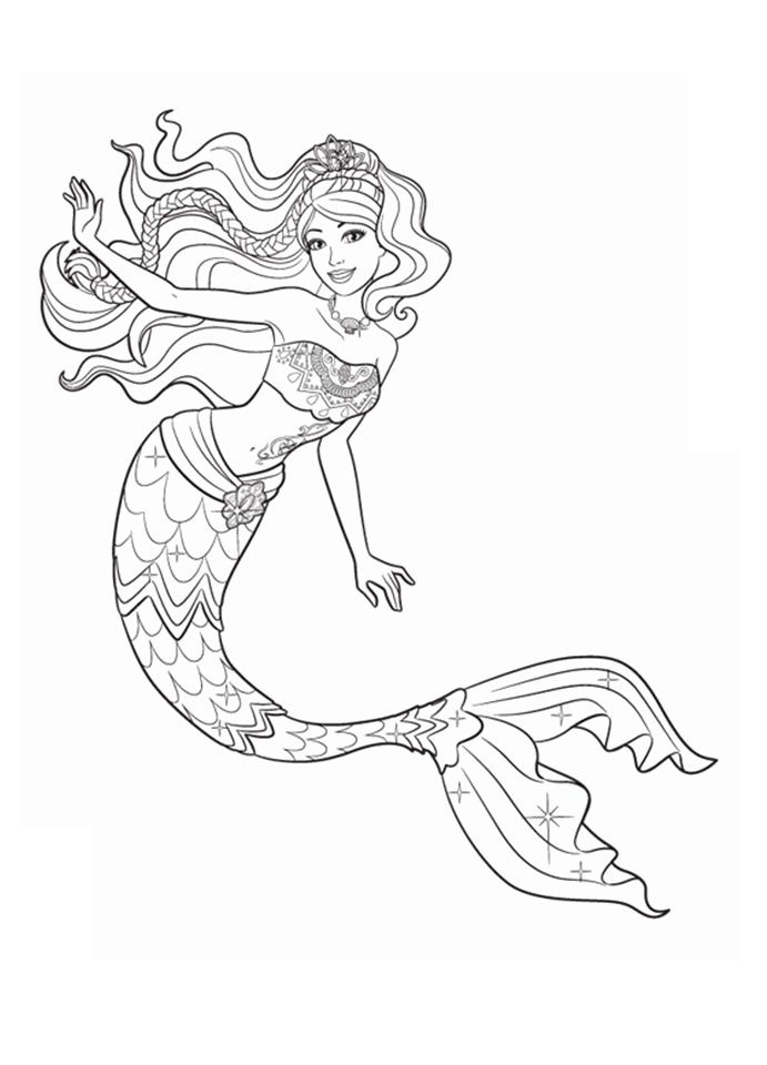 Tô màu công chúa người cá barbie giúp bé rèn luyện khả năng tô màu