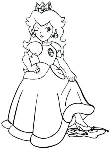 Tô màu Công Chúa Peach Mạnh Mẽ cho bé tập tô