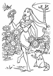 Tô màu Công Chúa Pocahontas Hái Hoa giúp bé rèn luyện khả năng tô màu