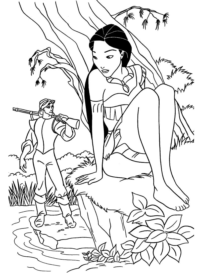 Tô màu Công Chúa Pocahontas Lẩn Trốn