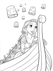 Tô màu Công Chúa Rapunzel Trên Thuyền giúp bé rèn luyện khả năng tô màu