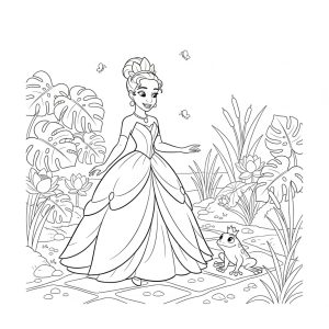 Tô màu Công Chúa Tiana Xinh dễ thương cho bé