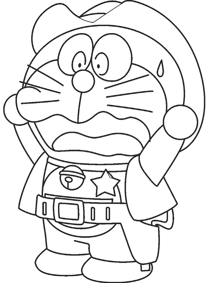 Tô màu doraemon cao bồi dễ thương cho bé