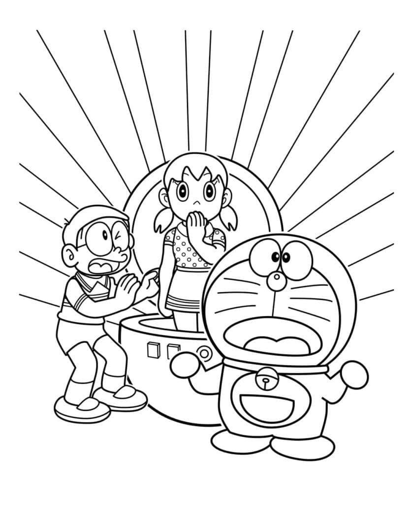 Tô màu Doraemon, Nobita Và Shizuka dễ thương cho bé