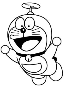 Tô màu Doremon Đang Bay giúp bé rèn luyện khả năng tô màu