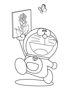 Tô màu Doremon và Con Bướm dễ thương cho bé
