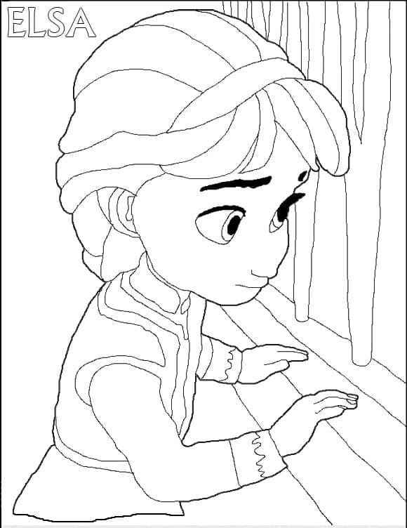 Tô màu Elsa Nhỏ Bé dễ thương cho bé