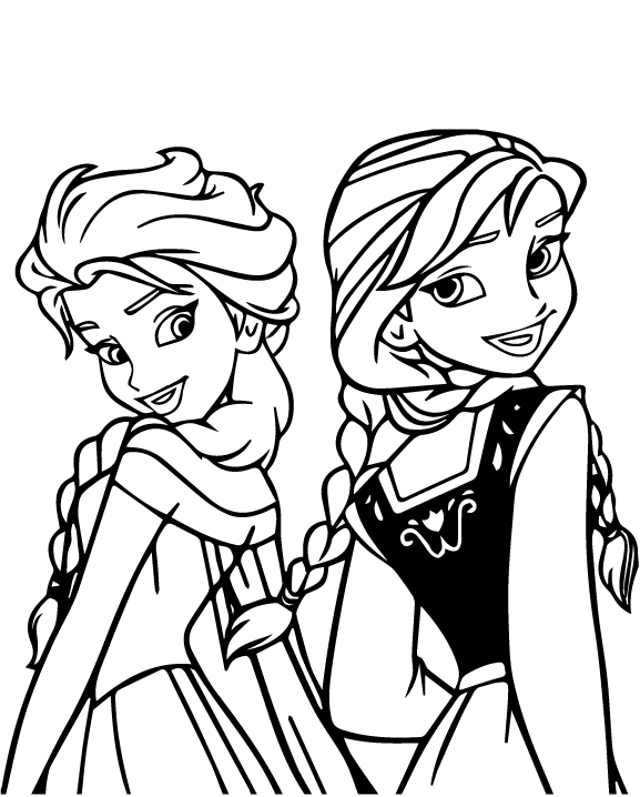 Tô màu elsa và anna dễ thương cho bé