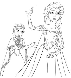 Tô màu Elsa và Anna Hoạt Hình dễ thương cho bé