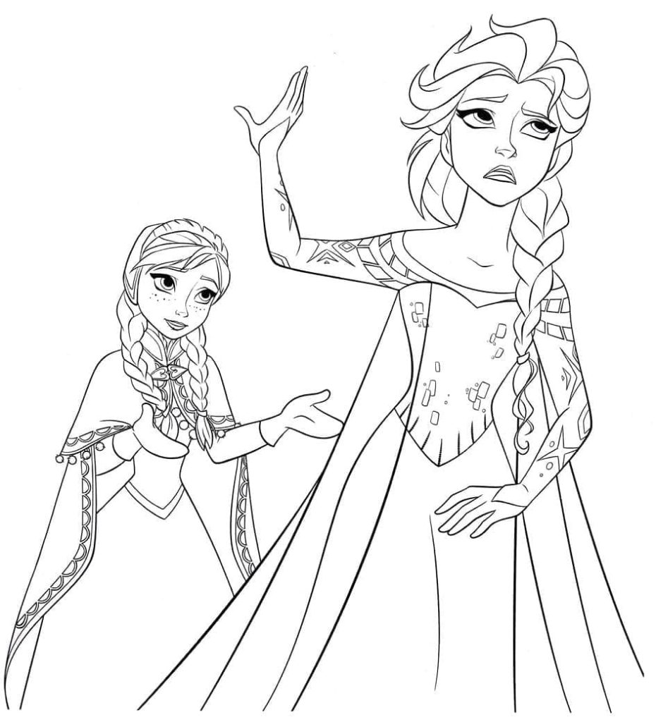 Tô màu Elsa và Anna Hoạt Hình 1 Tô màu Elsa và Anna Hoạt Hình dễ thương cho bé