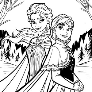 Tô màu Elsa và Anna Hoạt Hình Frozen cho bé tập tô