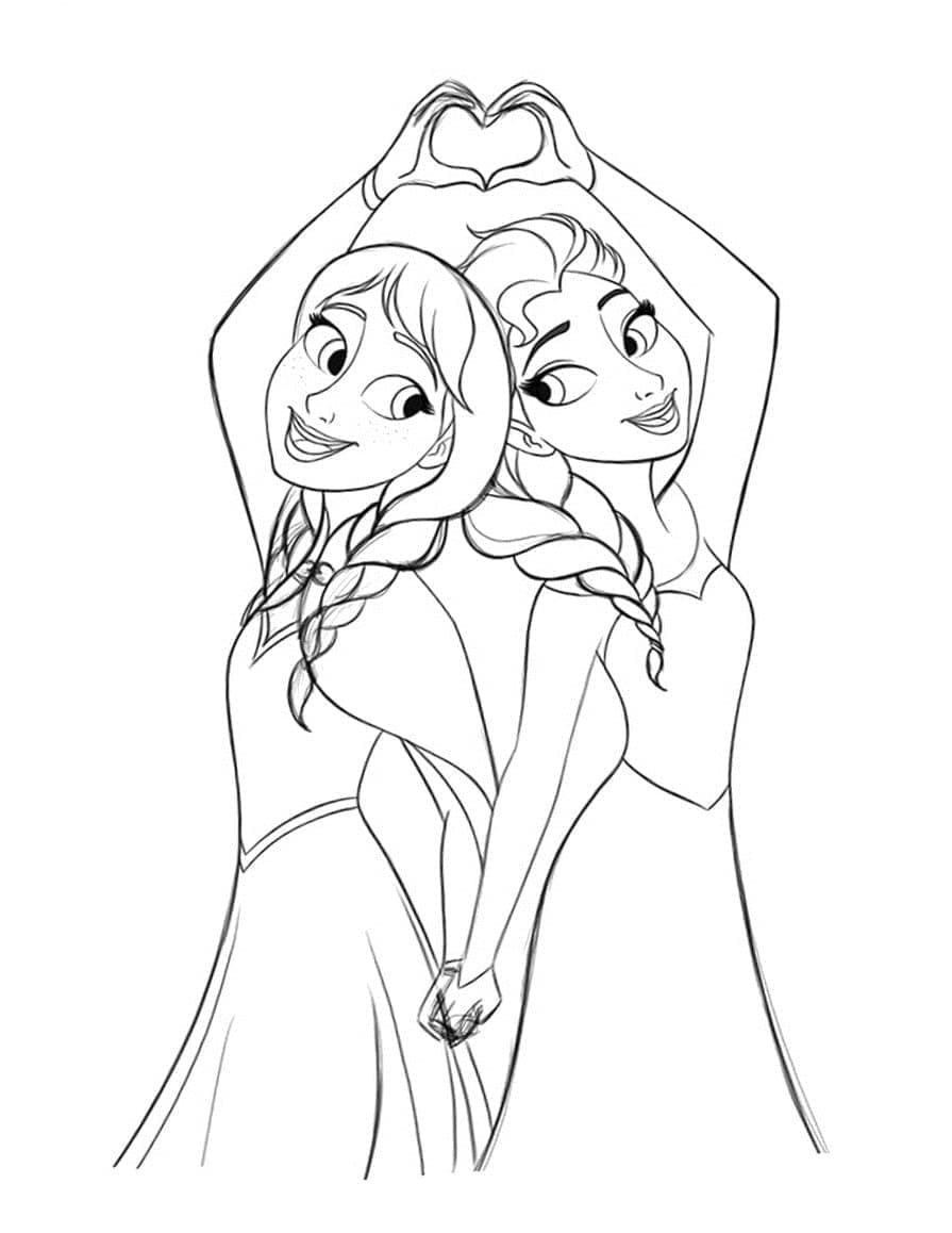 Tô màu Elsa và Anna Thân Thiết