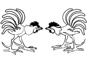 Tô màu Gà Trống Chọi Nhau cho bé tập tô