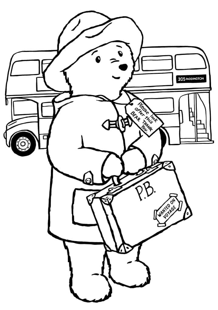 Tô màu Gấu Paddington Đi Du Lịch dễ thương cho bé