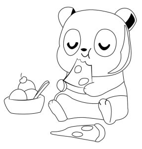 Tô màu Gấu Trúc Ăn Pizza dễ thương cho bé