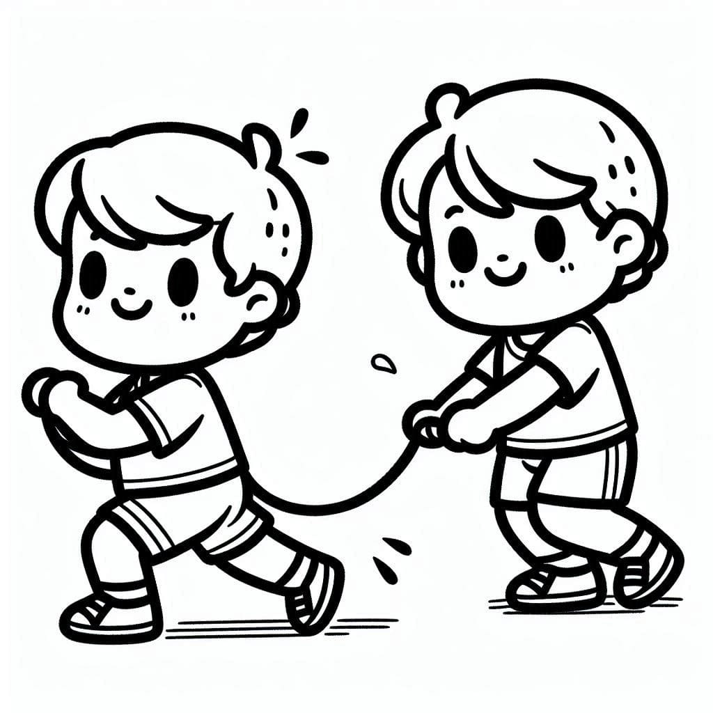 Tô màu Hai Cậu Bé Tập Thể Dục dễ thương cho bé