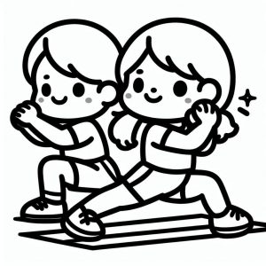 Tô màu Hai Đứa Bé Tập Thể Dục giúp bé rèn luyện khả năng tô màu