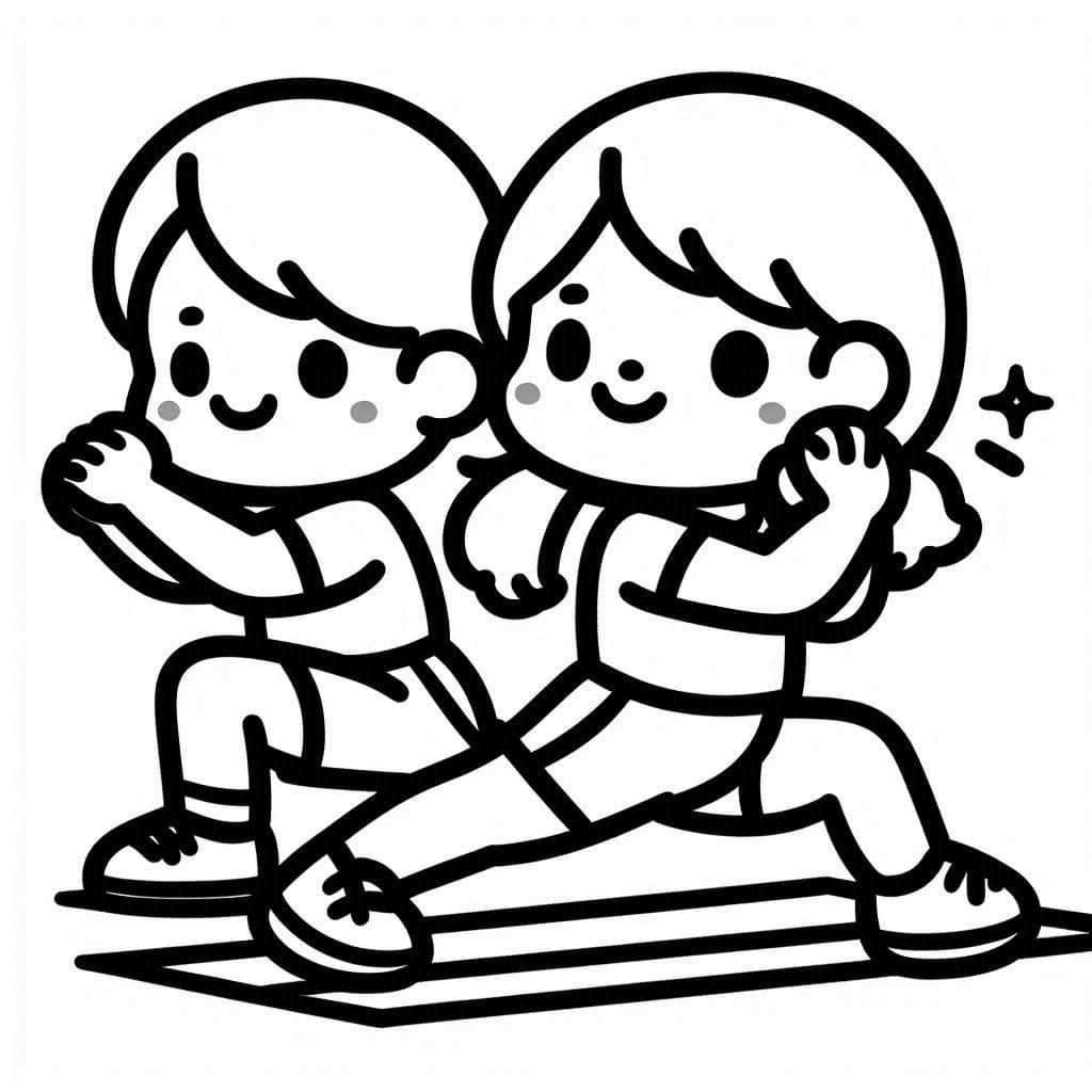 Tô màu Hai Đứa Bé Tập Thể Dục giúp bé rèn luyện khả năng tô màu