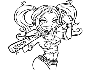 Tô màu harley quinn bé nhỏ dễ thương cho bé
