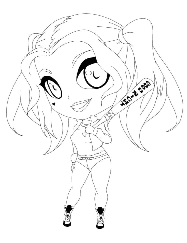 Tô màu Harley Quinn Chibi cho bé tập tô