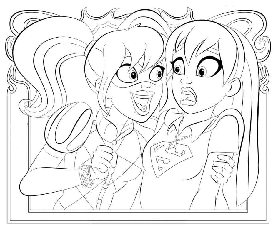 Tô màu Harley Quinn và Supergirl dễ thương cho bé