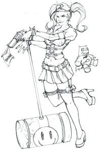 Tô màu Harley Quinn Với Cây Búa giúp bé rèn luyện khả năng tô màu