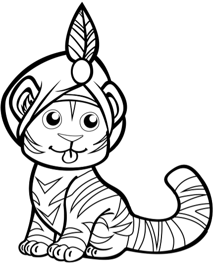 Tô màu hổ con đội mũ turban cho bé tập tô