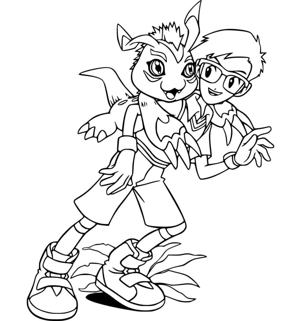 Tô màu Joe Với Gomamon cho bé tập tô