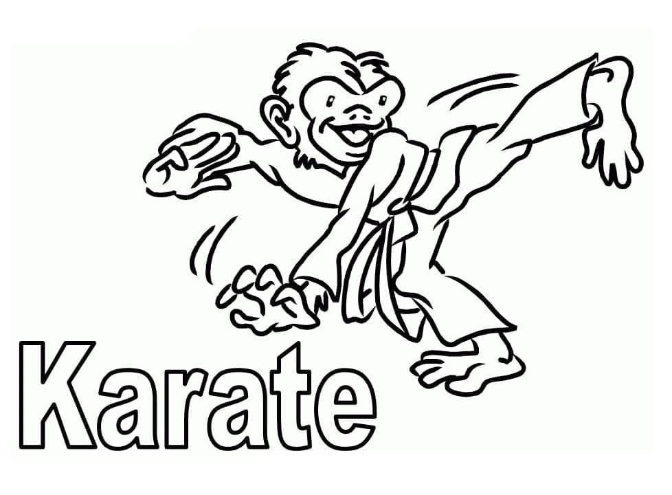 Tô màu Khỉ Karate dễ thương cho bé