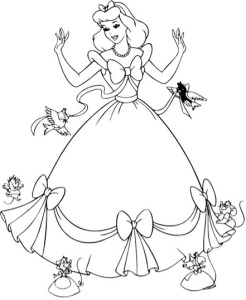 Tô màu lọ lem mặc chiếc váy đẹp dễ thương cho bé