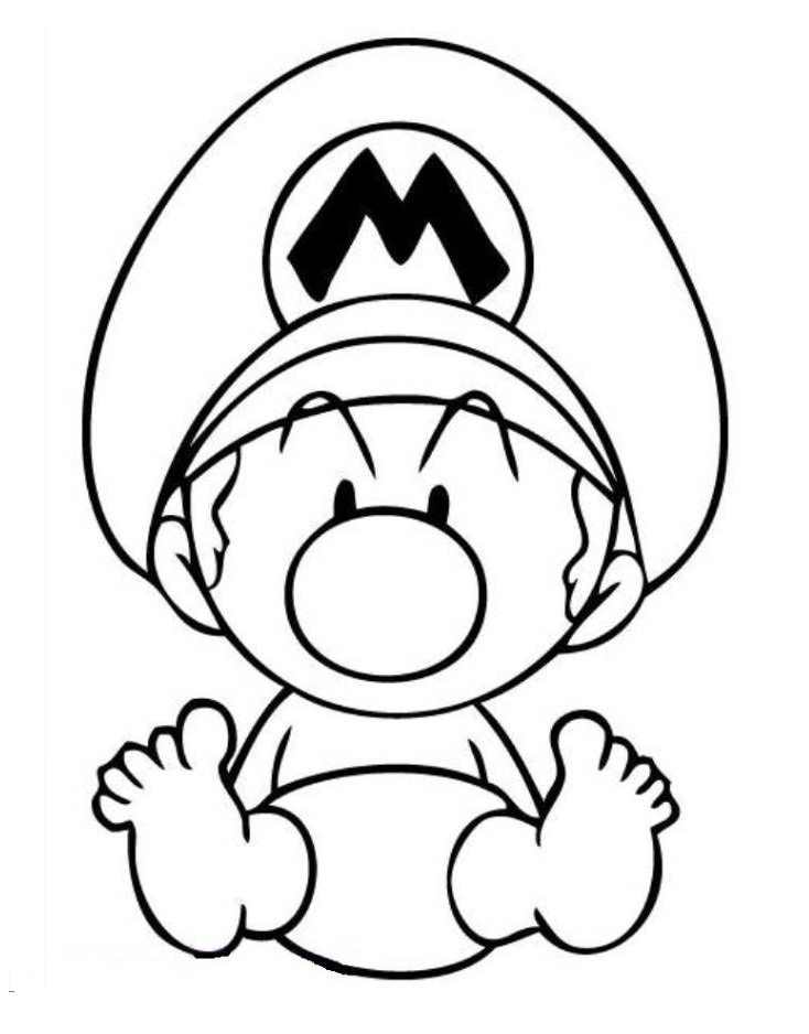 Tô màu mario em bé cho bé tập tô