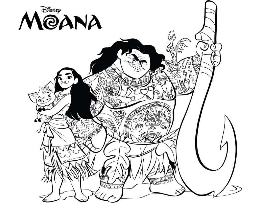 Tô màu Maui và Moana cho bé tập tô
