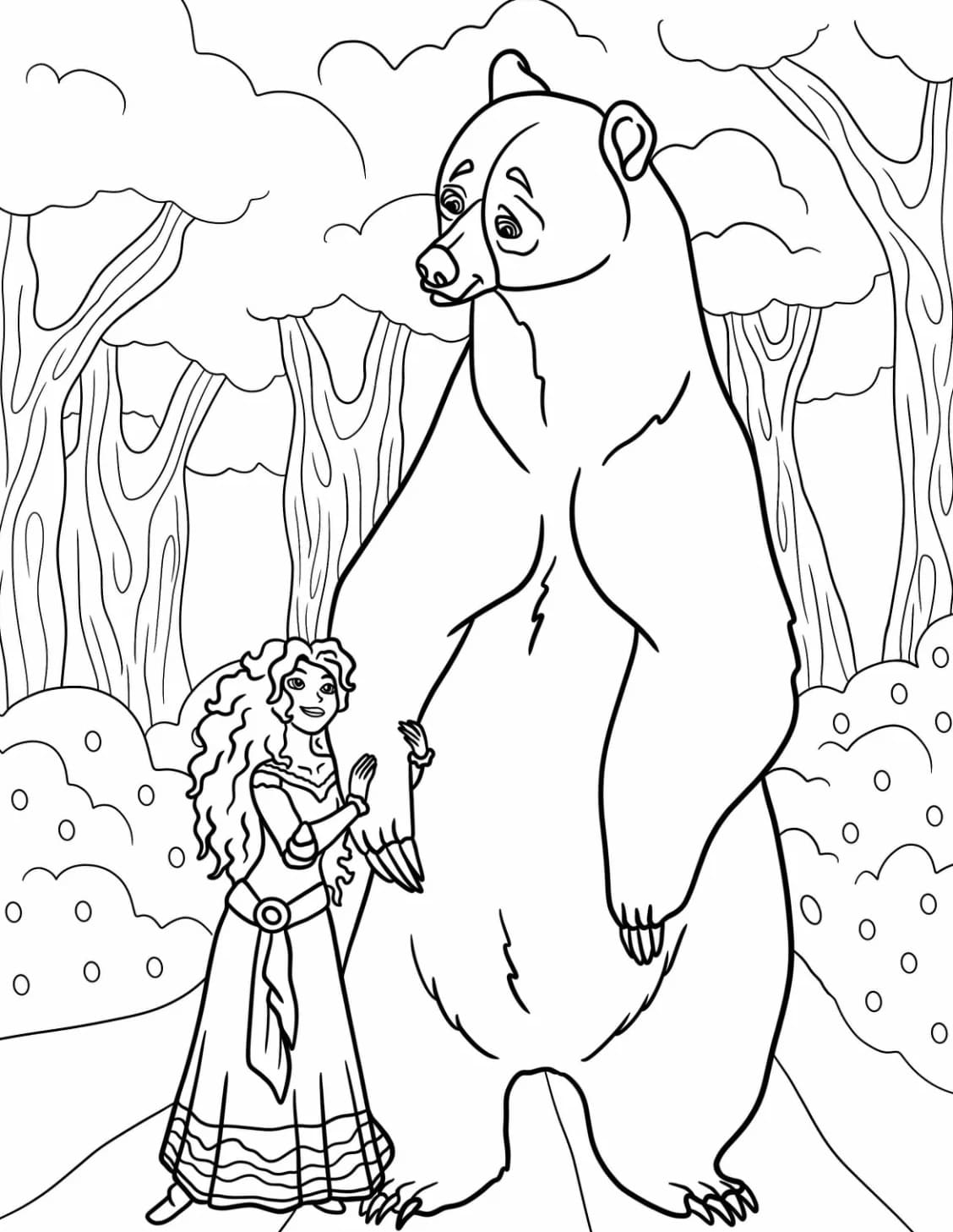 Tô màu Merida Và Chú Gấu