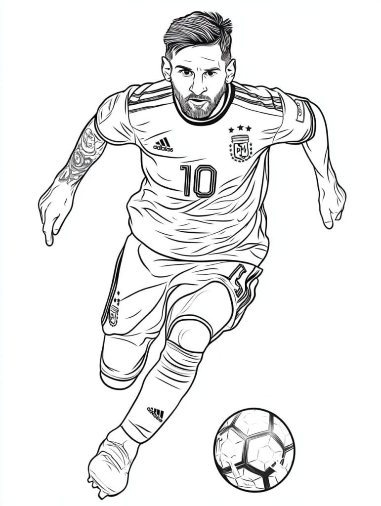 Tô màu Messi Đang Đi Bóng giúp bé rèn luyện khả năng tô màu