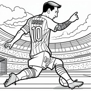 Tô màu Messi Đi Bóng dễ thương cho bé