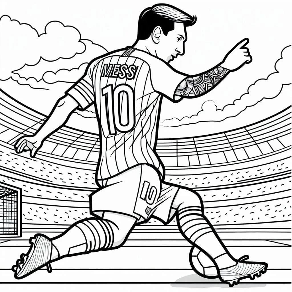 Tô màu Messi Đi Bóng dễ thương cho bé