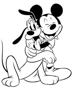 Tô màu Mickey Ôm Pluto giúp bé rèn luyện khả năng tô màu