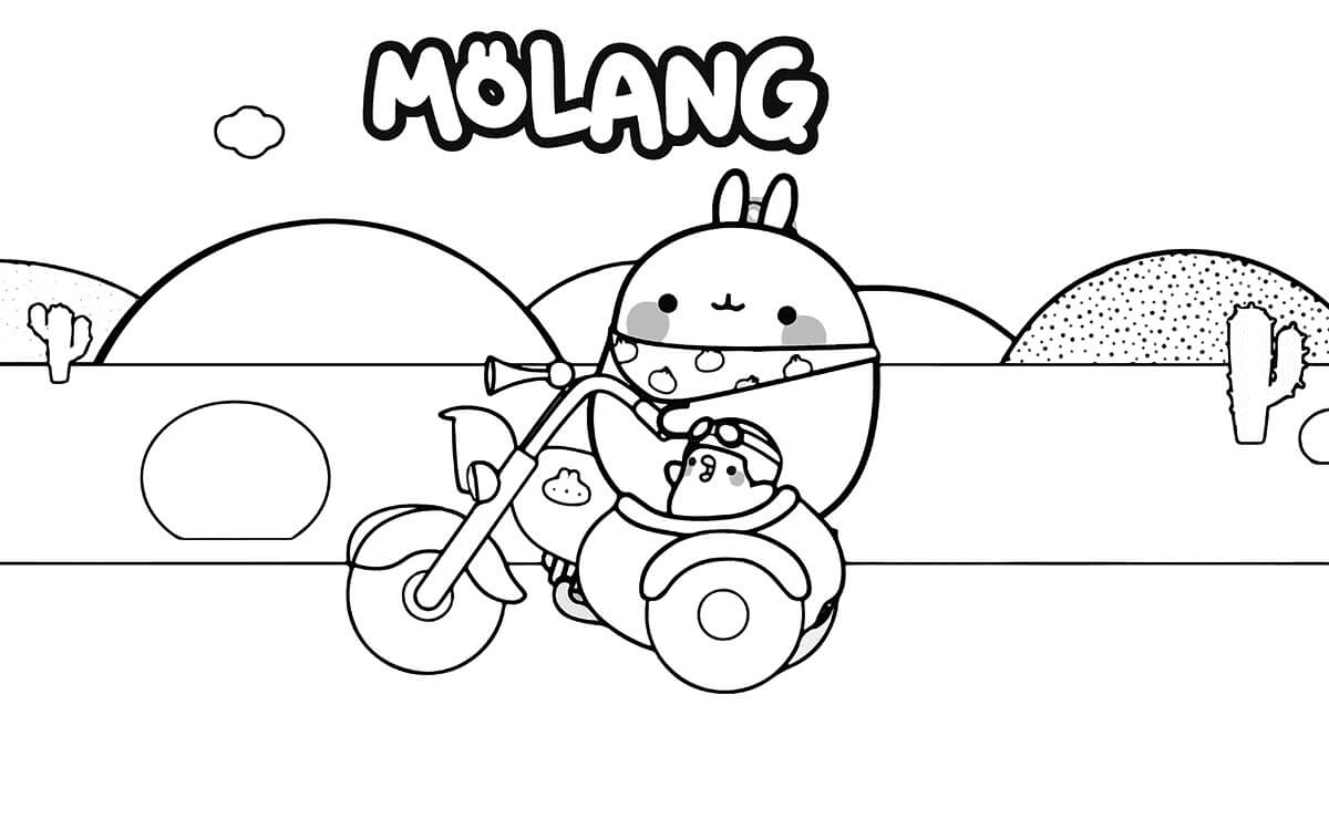 Tô màu Molang Lái Xe Trên Đường