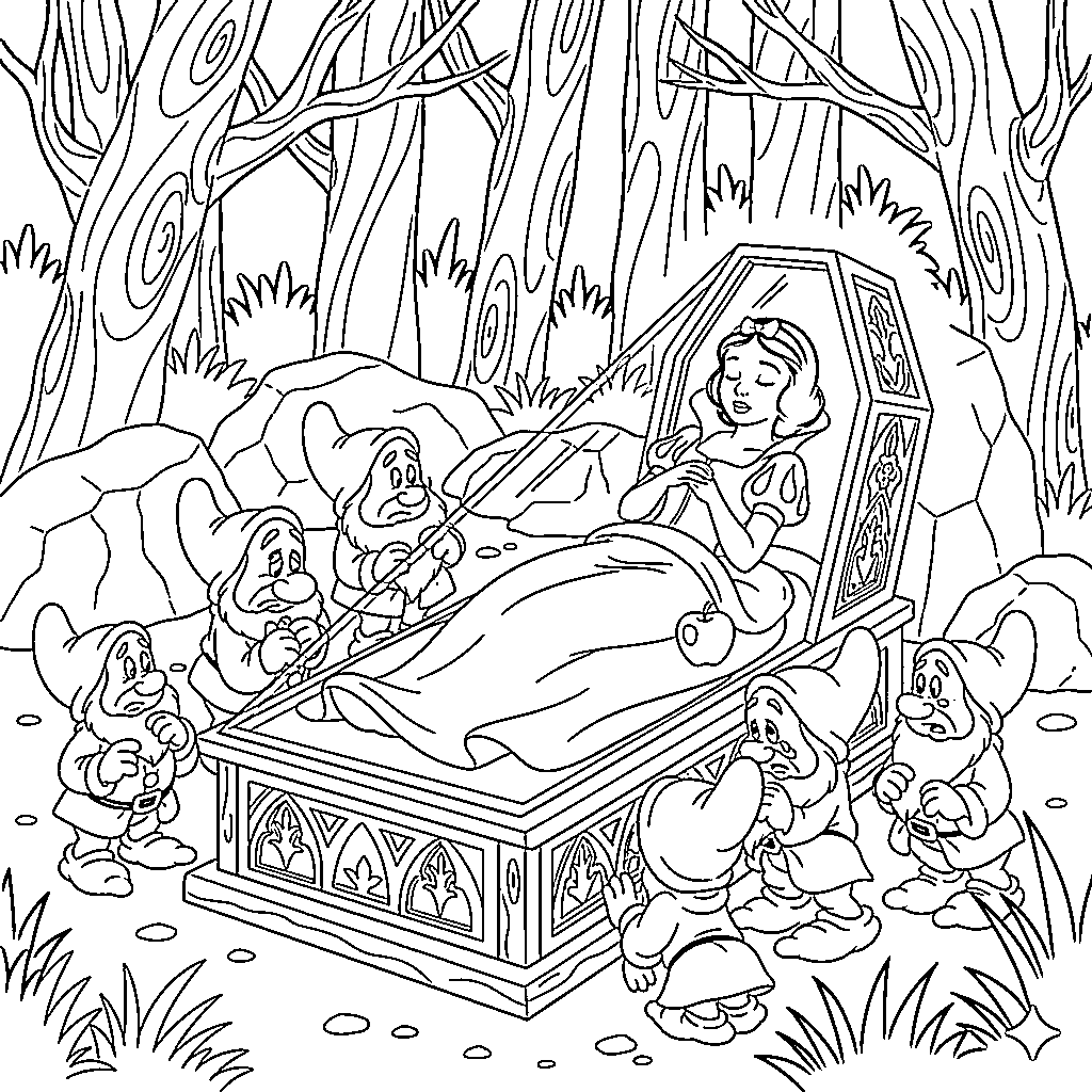 Tô màu Nàng Bạch Tuyết Ngủ 1 Tô màu Nàng Bạch Tuyết Ngủ cho bé tập tô