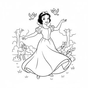 Tô màu Nàng Bạch Tuyết Vui Vẻ dễ thương cho bé