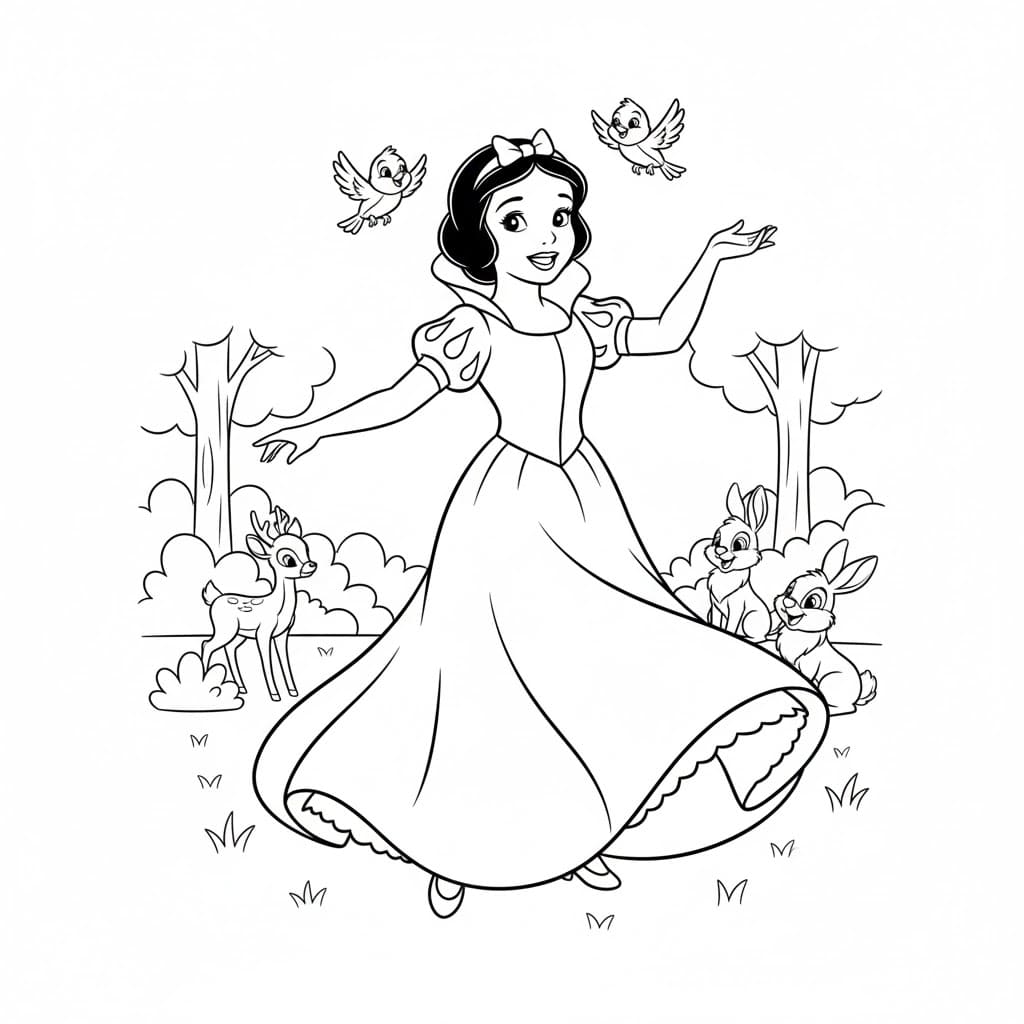Tô màu Nàng Bạch Tuyết Vui Vẻ 1 Tô màu Nàng Bạch Tuyết Vui Vẻ dễ thương cho bé