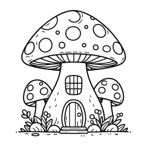 Tô màu Ngôi Nhà Nấm Cute Nhất dễ thương cho bé
