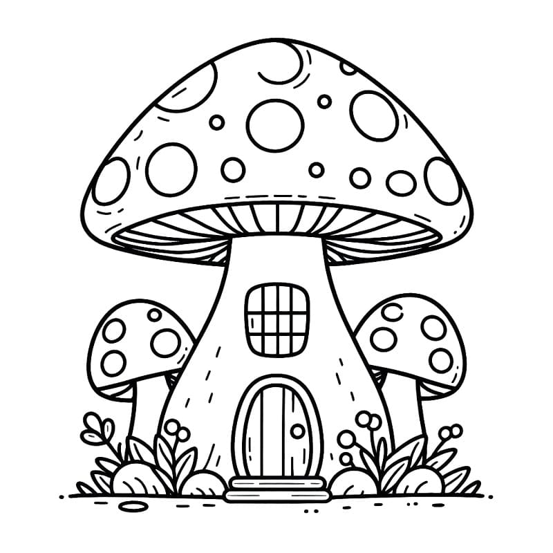 Tô màu Ngôi Nhà Nấm Cute Nhất dễ thương cho bé
