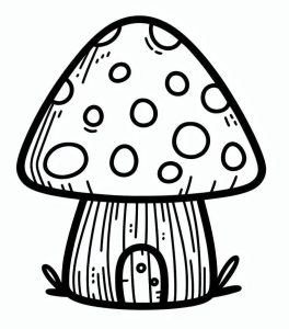 Tô màu Ngôi Nhà Nấm Đáng Yêu Cute cho bé tập tô