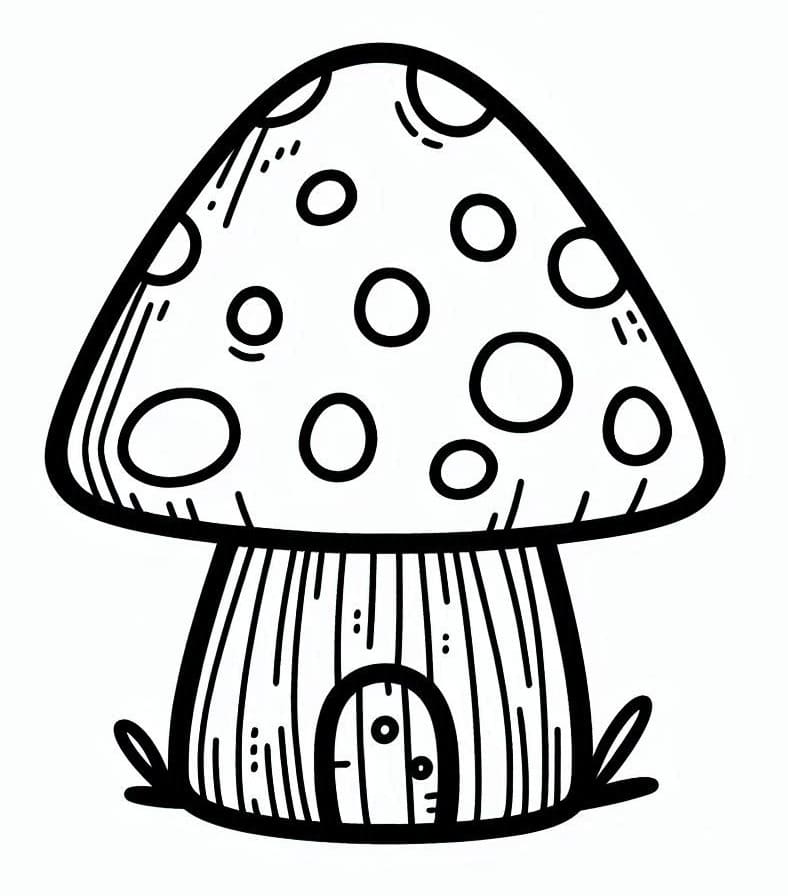 Tô màu Ngôi Nhà Nấm Đáng Yêu Cute cho bé tập tô