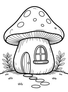 Tô màu Ngôi Nhà Nấm Đơn Giản cho bé tập tô