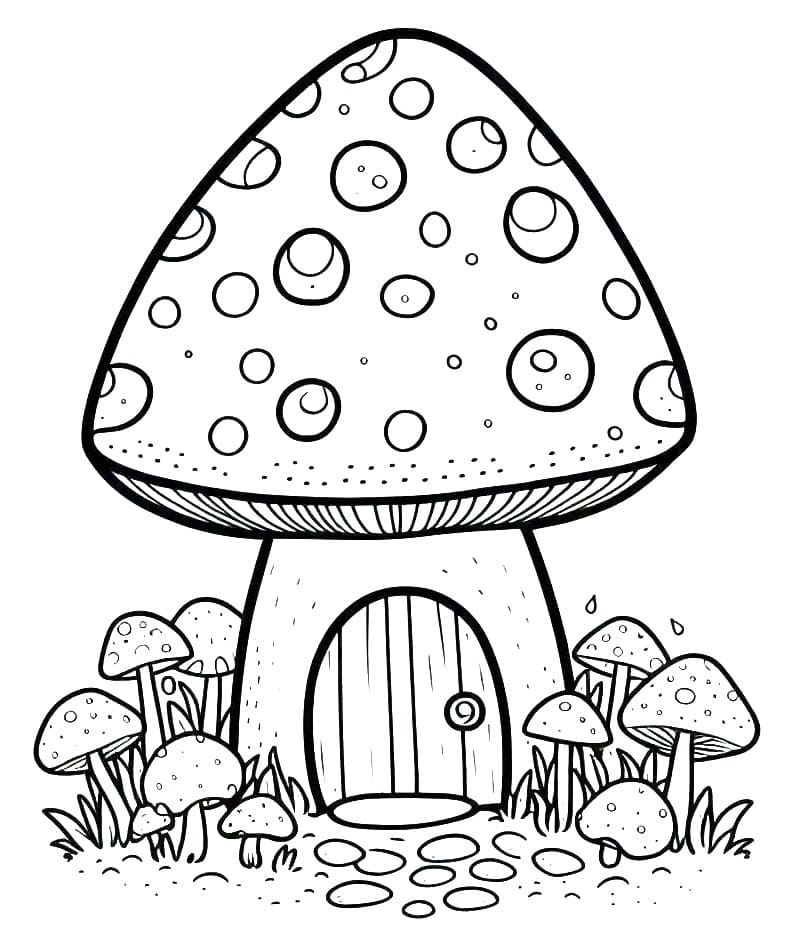 Tô màu Ngôi Nhà Nấm Huyền Diệu dễ thương cho bé