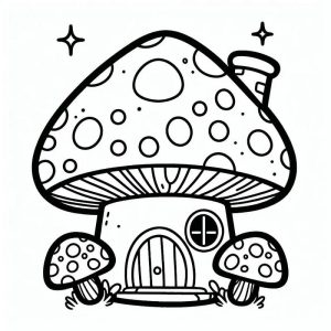 Tô màu Ngôi Nhà Nấm Kì Diệu dễ thương cho bé