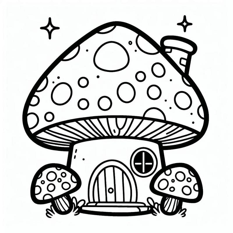 Tô màu Ngôi Nhà Nấm Kì Diệu dễ thương cho bé