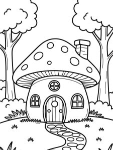 Tô màu Ngôi Nhà Nấm Nhỏ giúp bé rèn luyện khả năng tô màu